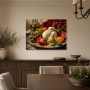 Stillleben mit Burrata, Tomaten und Basilikum als Kunstdruck oder Poster