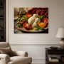 Stillleben mit Burrata, Tomaten und Basilikum als Kunstdruck oder Poster