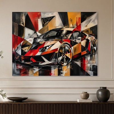 Abstraktes Wandbild oder Fine Art Print mit dynamischem Sportwagen