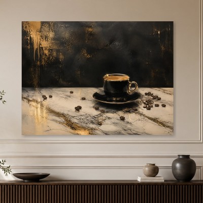 Schwarze Kaffeetasse als Fine Art Print oder Modernes Wandbild