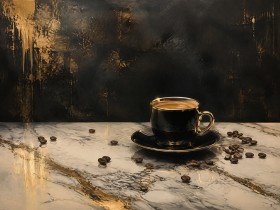 Schwarze Kaffeetasse als Fine Art Print oder Modernes Wandbild