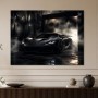 Schwarzer Supersportwagen im Rauch, Modernes Wandbild oder Fine Art Print