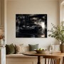 Schwarzer Supersportwagen im Rauch, Modernes Wandbild oder Fine Art Print