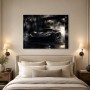 Schwarzer Supersportwagen im Rauch, Modernes Wandbild oder Fine Art Print