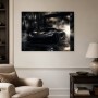 Schwarzer Supersportwagen im Rauch, Modernes Wandbild oder Fine Art Print