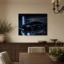 Schwarzer Sportwagen als Leinwand oder Acrylbild mit urbaner Lichtstimmung