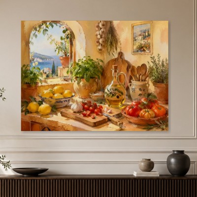 Mediterranes Stillleben als Leinwand oder Poster mit sonniger Küstenstimmung
