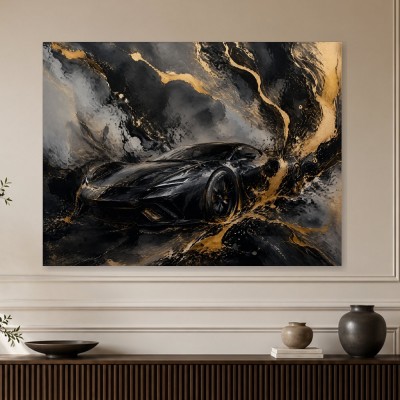 Luxus Wandbild oder Fine Art Print mit dynamischem Sportwagenmotiv