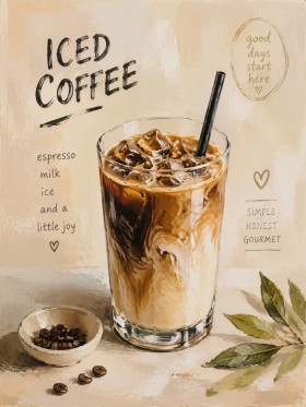 Iced Coffee Motiv als Poster oder Leinwand für die Küche