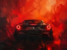 Ferrari im Feuerrot, Acrylbild oder Modernes Wandbild