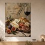 Stillleben mit Käse, Wein und Brot als Leinwand oder Kunstdruck