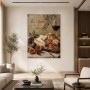 Stillleben mit Käse, Wein und Brot als Leinwand oder Kunstdruck
