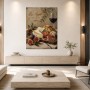 Stillleben mit Käse, Wein und Brot als Leinwand oder Kunstdruck