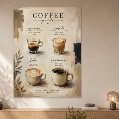 Coffee Guide als Poster oder Leinwand für stilvolle Küchen
