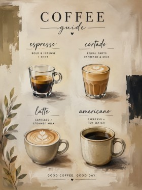 Coffee Guide als Poster oder Leinwand für stilvolle Küchen