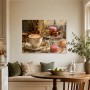Pariser Genussmomente, Leinwand oder Kunstdruck mit Macarons und Café-Atmosphäre