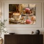 Pariser Genussmomente, Leinwand oder Kunstdruck mit Macarons und Café-Atmosphäre