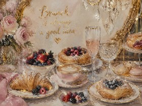 Brunch in Gold und Rosé, Wandbild oder Fine Art Print