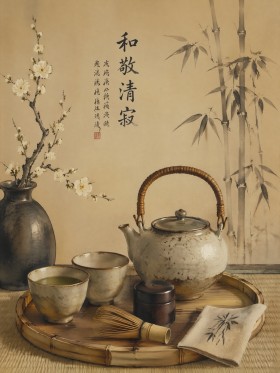 Japanische Teestube als Kunstdruck oder Leinwand für ruhige Wohnräume