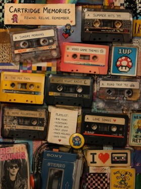 Retro Kassetten-Collage als Galerie Leinwand und Kunstdruck