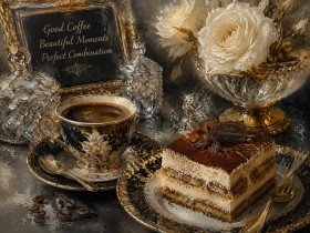 Elegante Kaffee-Tafel als Wandbild oder Kunstdruck