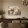 Elegantes Wandbild oder Kunstdruck mit Porzellan, Orchideen und Goldakzenten