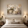 Elegantes Wandbild oder Kunstdruck mit Porzellan, Orchideen und Goldakzenten