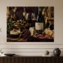 Stillleben mit Wein, Käse und Früchten als Leinwand oder Kunstdruck