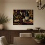 Stillleben mit Wein, Käse und Früchten als Leinwand oder Kunstdruck