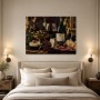 Stillleben mit Wein, Käse und Früchten als Leinwand oder Kunstdruck