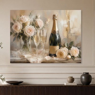 Champagnerrosen mit edlem Schimmer, Poster oder Acryl