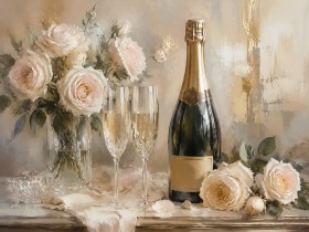 Champagnerrosen mit edlem Schimmer, Poster oder Acryl