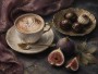 Stillleben mit Feigen und Cappuccino als Kunstwerk oder Fine Art Print