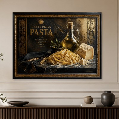 Italienische Pasta-Stillleben Kunstwerk oder Kunstdruck für die Küche