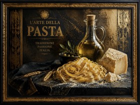 Italienische Pasta-Stillleben Kunstwerk oder Kunstdruck für die Küche