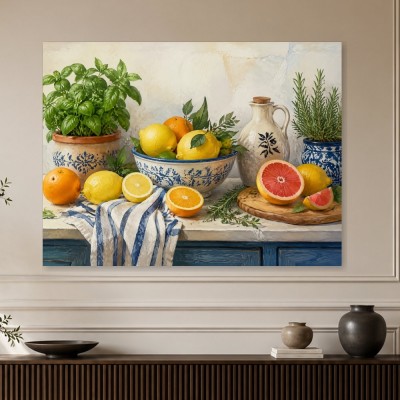 Zitronenstillleben als Kunstdruck oder Leinwand für die Küche