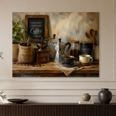 Kaffee Stillleben als Leinwand oder Poster für die Küche