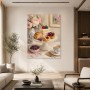 Stillleben mit Blumen, Gebäck und Tee als Kunstdruck oder Leinwandbild