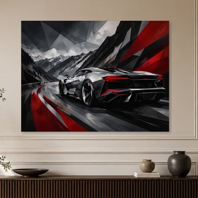 Dynamisches Sportwagenmotiv als Acrylbild oder Gallery Print