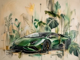 Grüner Supersportwagen als Modernes Wandbild oder Acrylbild