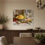 Stillleben mit Pasta, Wein und Käse als Kunstdruck oder Leinwand