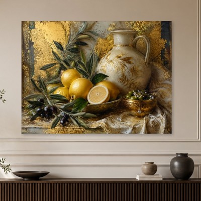 Goldenes Stillleben als Kunstdruck oder Leinwandbild
