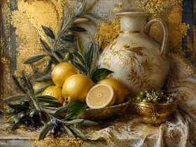 Goldenes Stillleben als Kunstdruck oder Leinwandbild