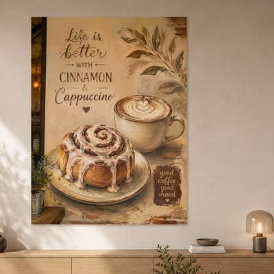 Cinnamon Cappuccino Genussmotiv als Kunstdruck oder Poster