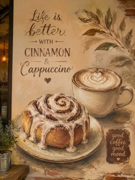 Cinnamon Cappuccino Genussmotiv als Kunstdruck oder Poster