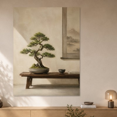 Bonsai Ruhe und Zen Kunstwerk für stilvolles Wohnambiente