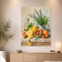 Fruchtstillleben mit Zitrus und Kräutern, Kunstdruck oder Leinwandbild