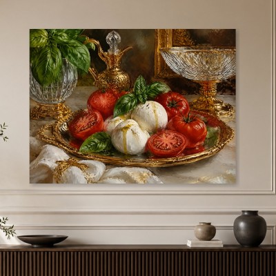 Stillleben mit Tomaten und Mozzarella als Kunstdruck oder Gallery Print