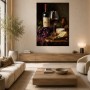 Stillleben mit Rotwein und Käse, Kunstdruck oder Gallery Print