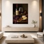 Stillleben mit Rotwein und Käse, Kunstdruck oder Gallery Print